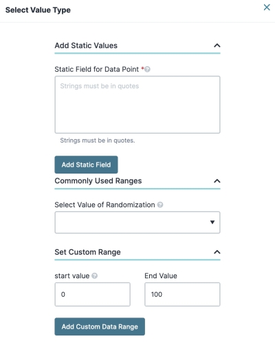 A static image displaying Select Value Type modal.