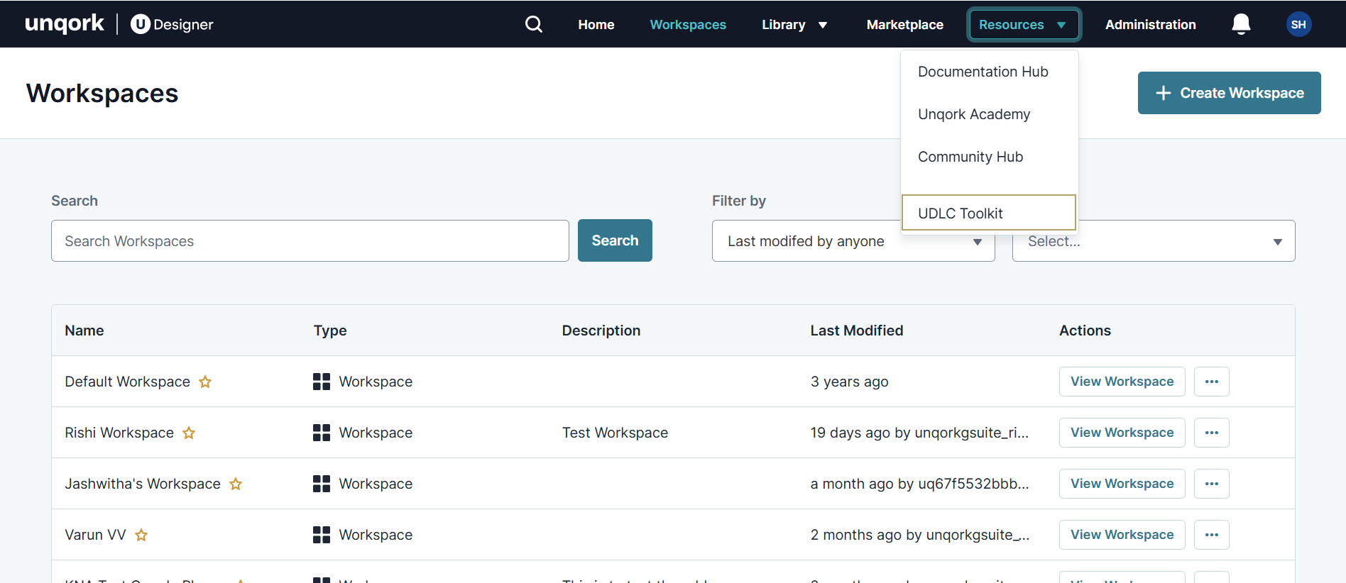 A image showing how to open the UDLC Toolkit from the Resources menu. 