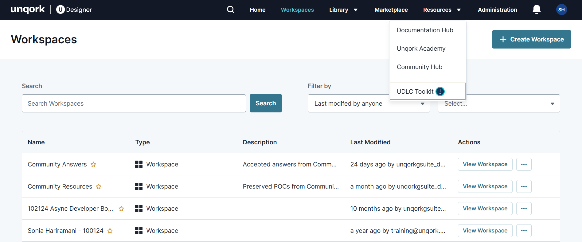 A image showing how to open the UDLC Toolkit from the Resources menu. 