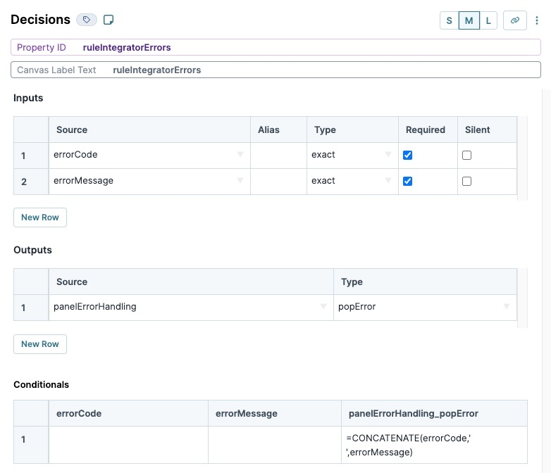 A static image displaying the Decisions component's configuration window.