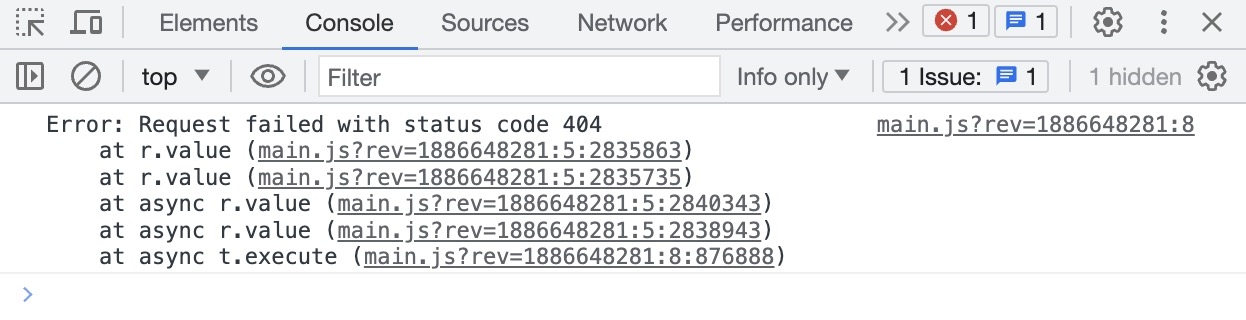 A static image displaying the DevTools Console errors that occur when trying to retrieve a deleted submission.