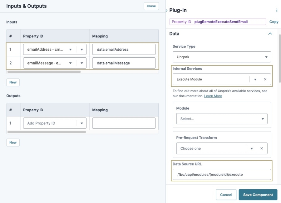 A static image displaying the Plug-In component's settings.