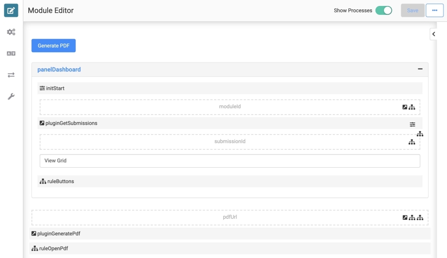 Static image of the completed use case in the Module Builder.