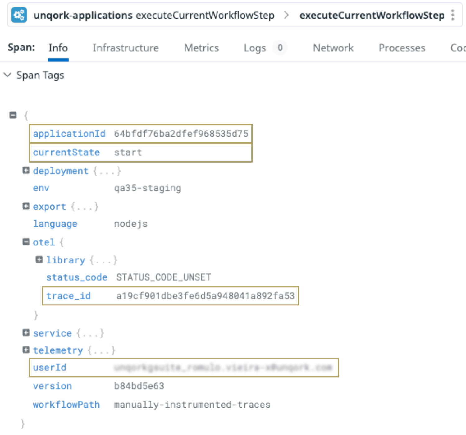 A static image displaying the specific data for a specified span.